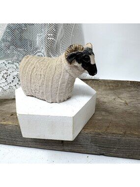 Rare Castlewynd Pottery Black Faced Ram Figurine Scotland sweater
